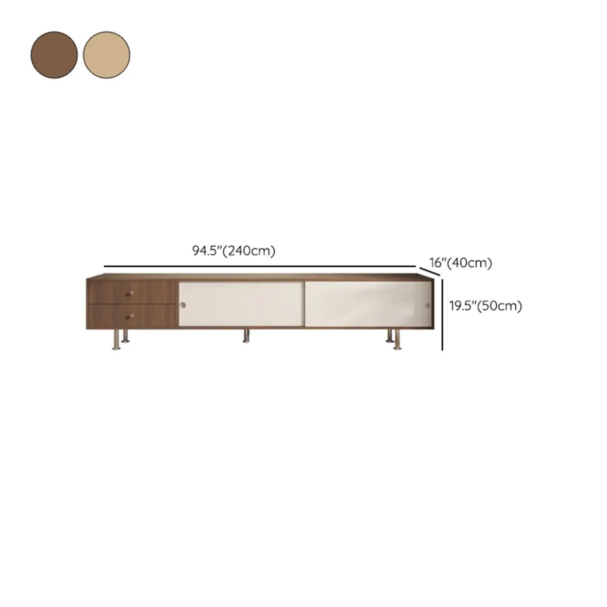 Mid-Century Modern Walnut & White TV Stand with Storage