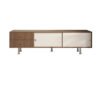 Mid-Century Modern Walnut & White TV Stand with Storage